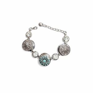Silver and Blue Disk Bracelet
